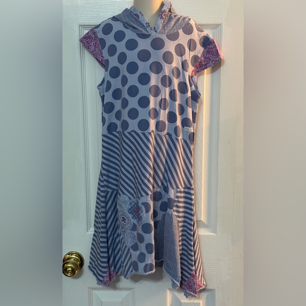 Naartjie Purple Polka Dot Hoodie Dress Sz 10